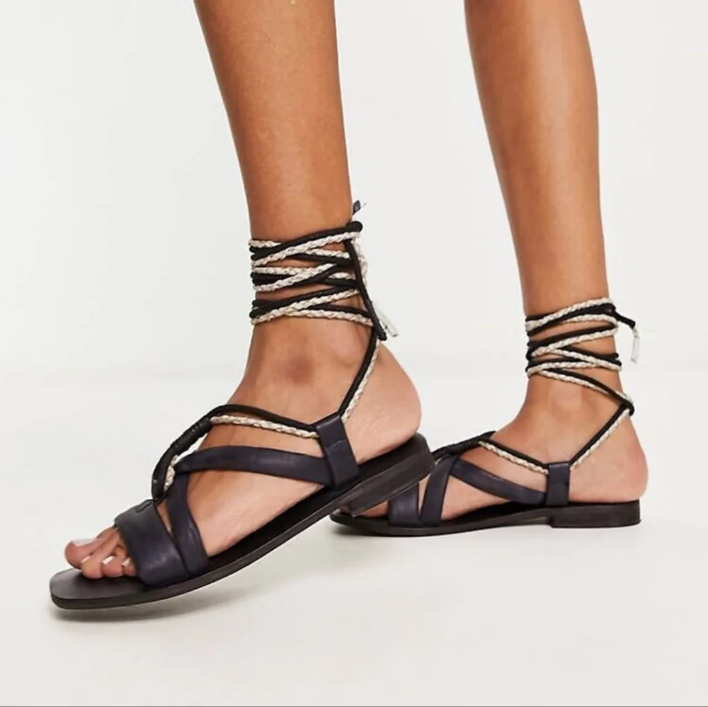 Free People Linden Wrap Sandal in Black